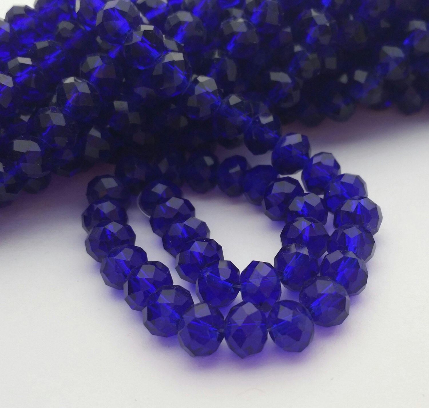 Glass Beads 42 pcs Dark Cobalt Blue Beads Faceted 6mm