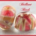 Dark Caramel & Red Boro Glass Beads-Handmade Borosilicate Lampwork Bead Pair SRA