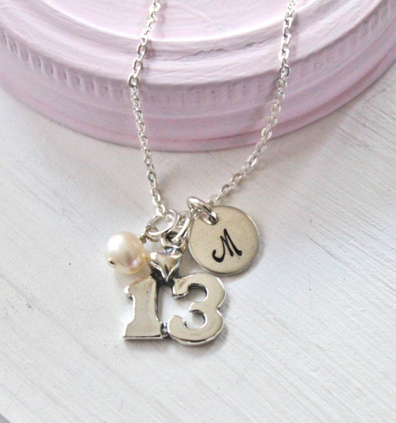 13th birthday Necklace Personalized Girls Necklace Hand