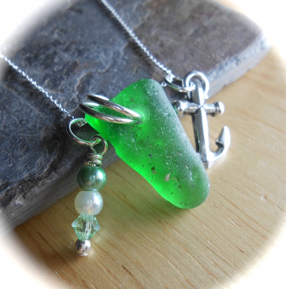 SALE Genuine Sea Glass Jewelry Bonfire Seaglass Cluster