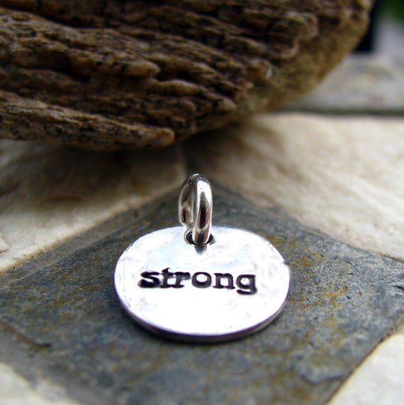 Silver Strong Charm PMC Fine Silver Motivational by staciejewelry