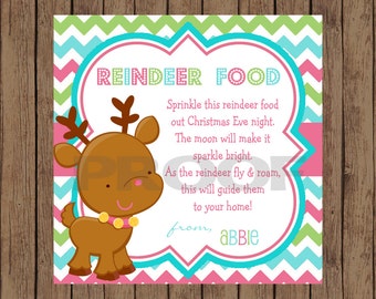 REINDEER FOOD Chevron Christmas Favor Tag / Reindeer Gift Tag / Reindeer Food Tag / Christmas Gift Tag / Christmas Favor Tag / PRINTABLE