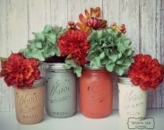 Cinnamon Spice, Fall Colors, Wedding, Autumn colors, Painted Mason Jars, Rustic, Barn Wedding, Wedding Decor, Bridal Shower, Table Settings