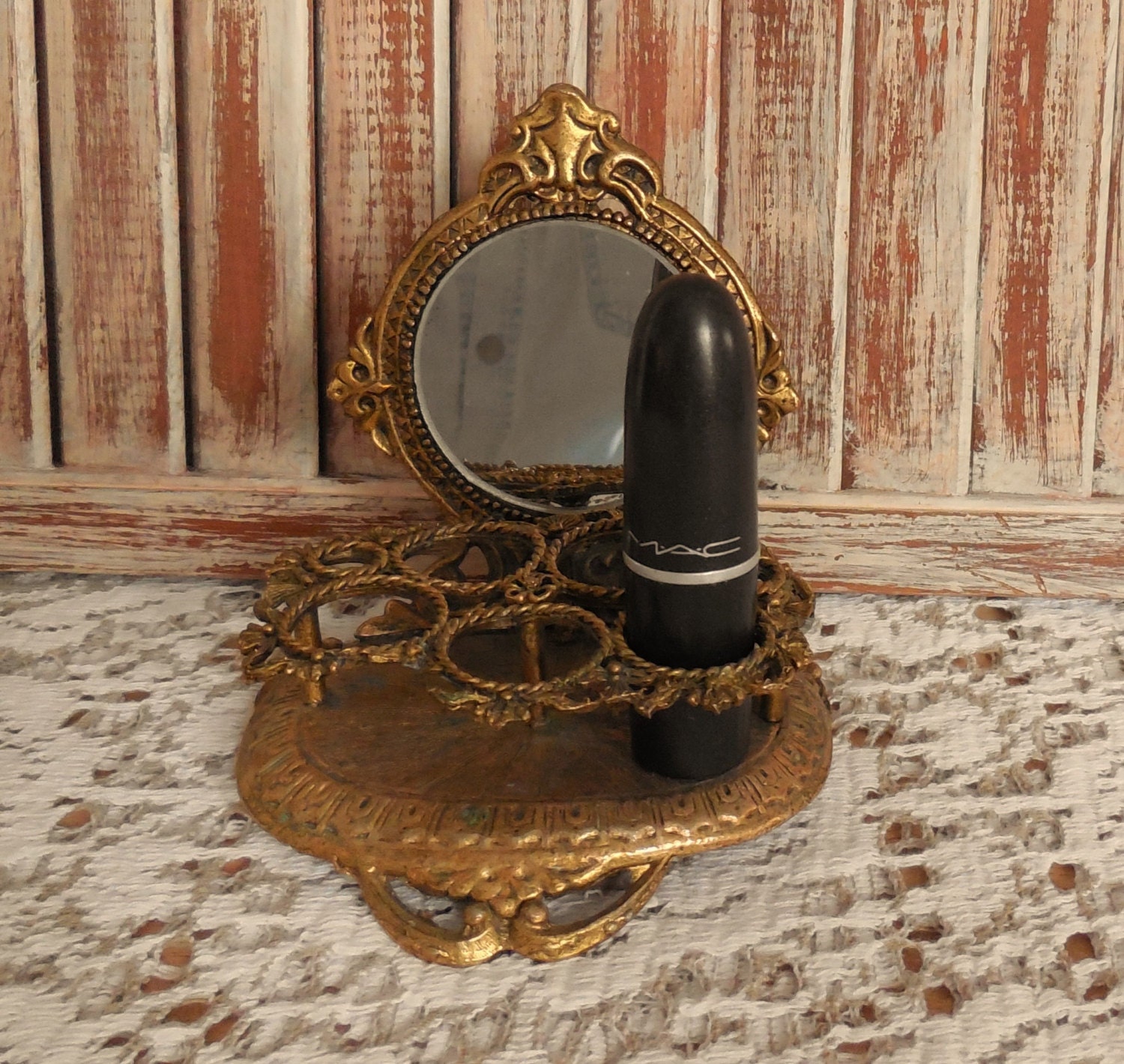 VINTAGE Celeste Lipstick HOLDER and MIRROR by BabylonSisters