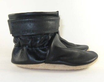 Soft Sole Black Leather Baby Boots Shoes 18 to 24 Month