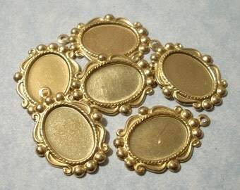 14mm x 10mm Cabochon Settings, Raw Brass Settings, Brass Pendants, Pendant Settings, Oval Settings, 6pcs
