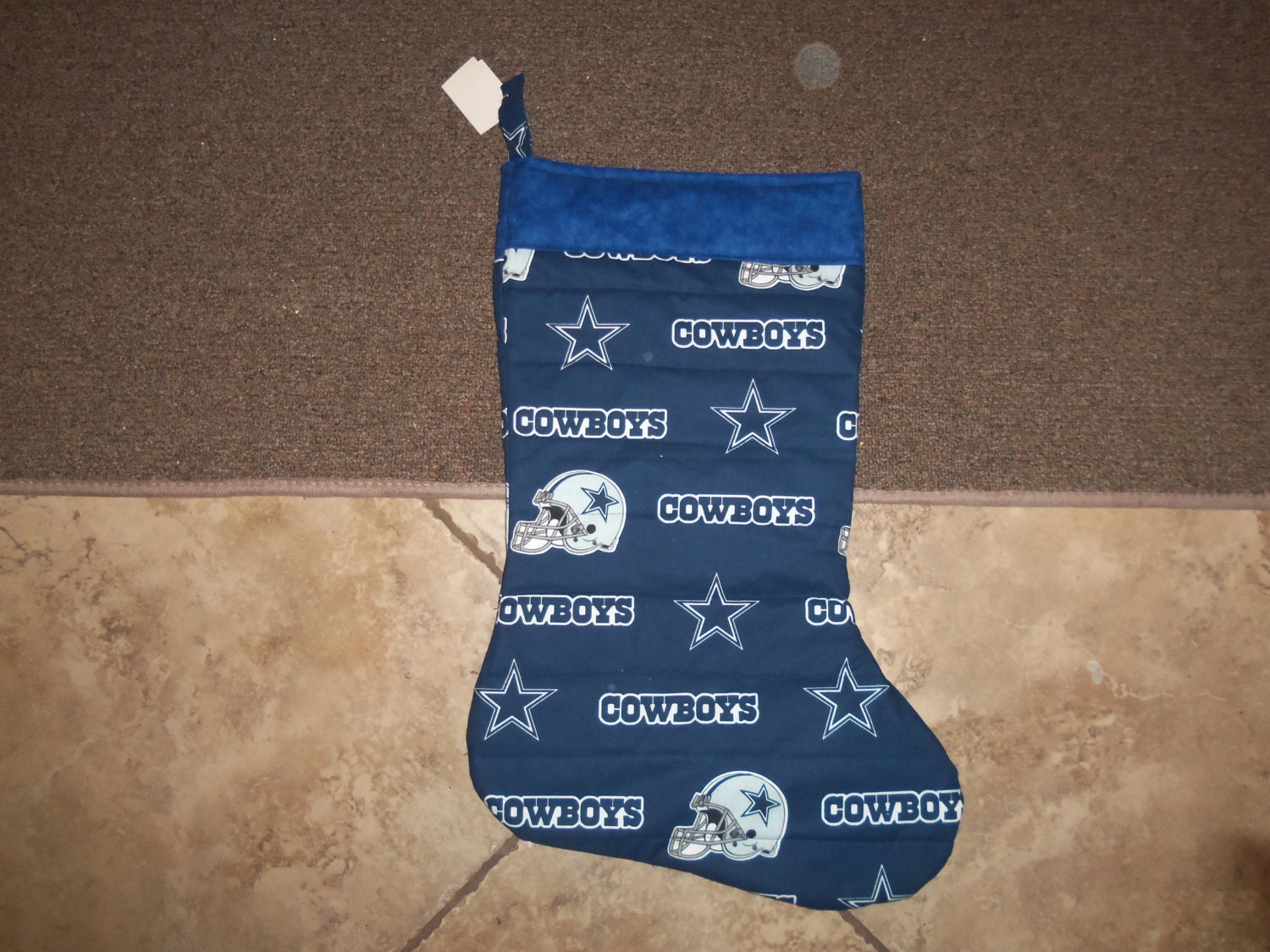 Handmade Oversized Quilted Christmas Stocking Dallas Cowboys Xmas Football