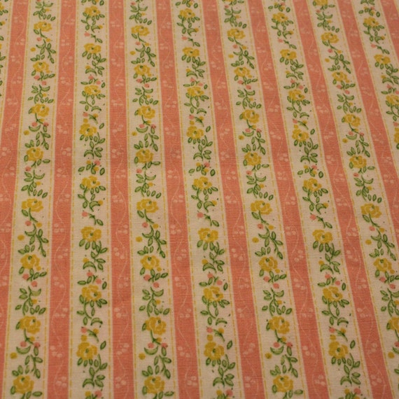 Cute Vintage Floral Stripe Fabric 1 1/2 yards by TheTinThimble