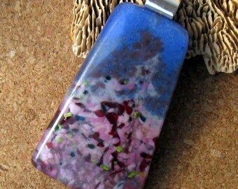 Fused Glass Pendant - Glass Pendant - Glass Jewelry - Fused GlassJewelry - Blue Pendant