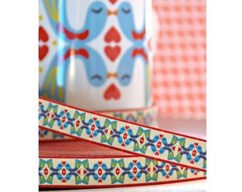 1 Yard Kissing Birds Jacquard Ribbon