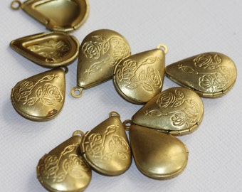 4 pcs of solid brass teardrop Locket Pendant 15x21mm