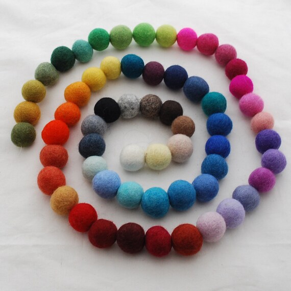 100 Wool Felt Balls 2.5cm 60 Count Assorted Colors