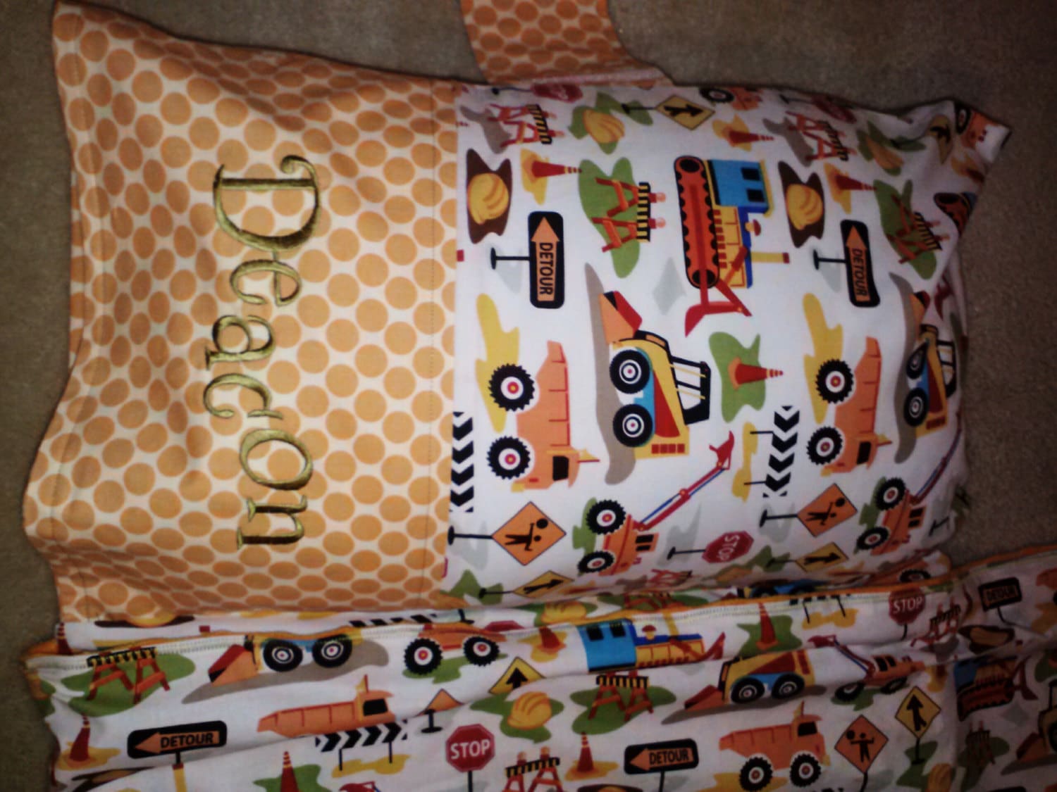Nap Mat Cover with Attached Pillow Case Dig It Monogrammed