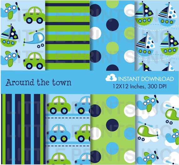 Transportation Digital Paper INSTANT DOWNLOAD Il_570xn