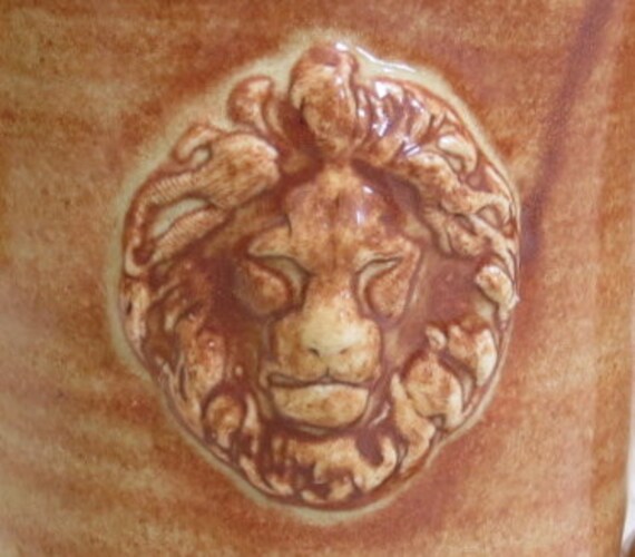 Ceramic Lion Coffee Cup Ceramic Pottery Tall Mug 13oz Leo