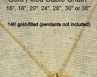 Gold Cable Chain, Gold Chain, Gold Necklace, A La Carte Chain, Plain Chain, 14-karat gold filled 14" 16" 18" 20" 22" 24" 26" 28" 30" 32" 36"