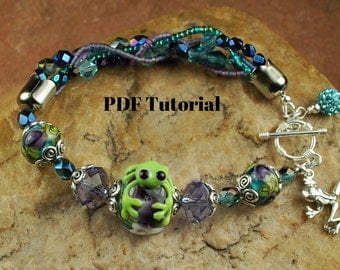 Frog In My Garden Bracelet Tutorial, Beaded Bracelet Tutorial, Tutorial SRA 298 by CC Design