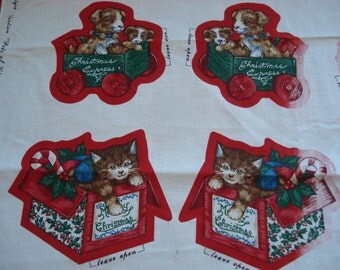 Fabric Panel - Pets of Christmas Past - Puppies & Kittens - VIP Screen ...