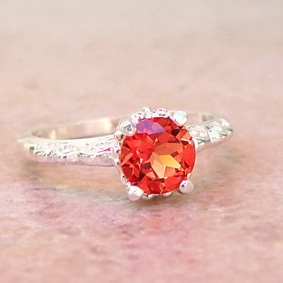 Lab Created Padparadscha Sapphire Sterling by CavalierCreations