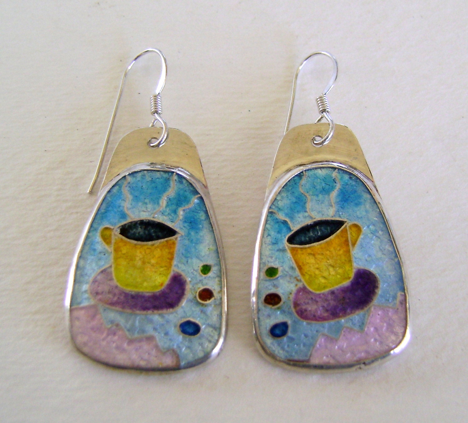 Cloisonne enamel jewelry earrings.
