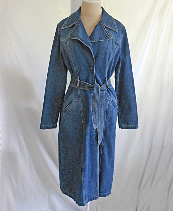 Vintage Guess Denim Jean Trench Coat Wrap Robe Maxi by backtocapri
