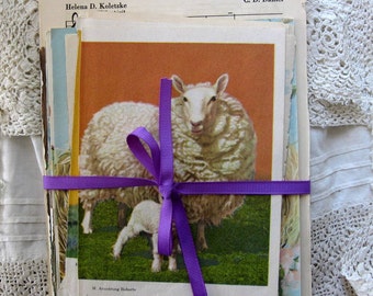 Vintage Childrens Book Pages (1938), Animals and Alphabet and Music, Set 2