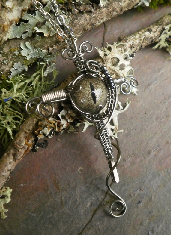 Pendant Eye dagger Gothic cross Dagger Steampunk Cross pendant