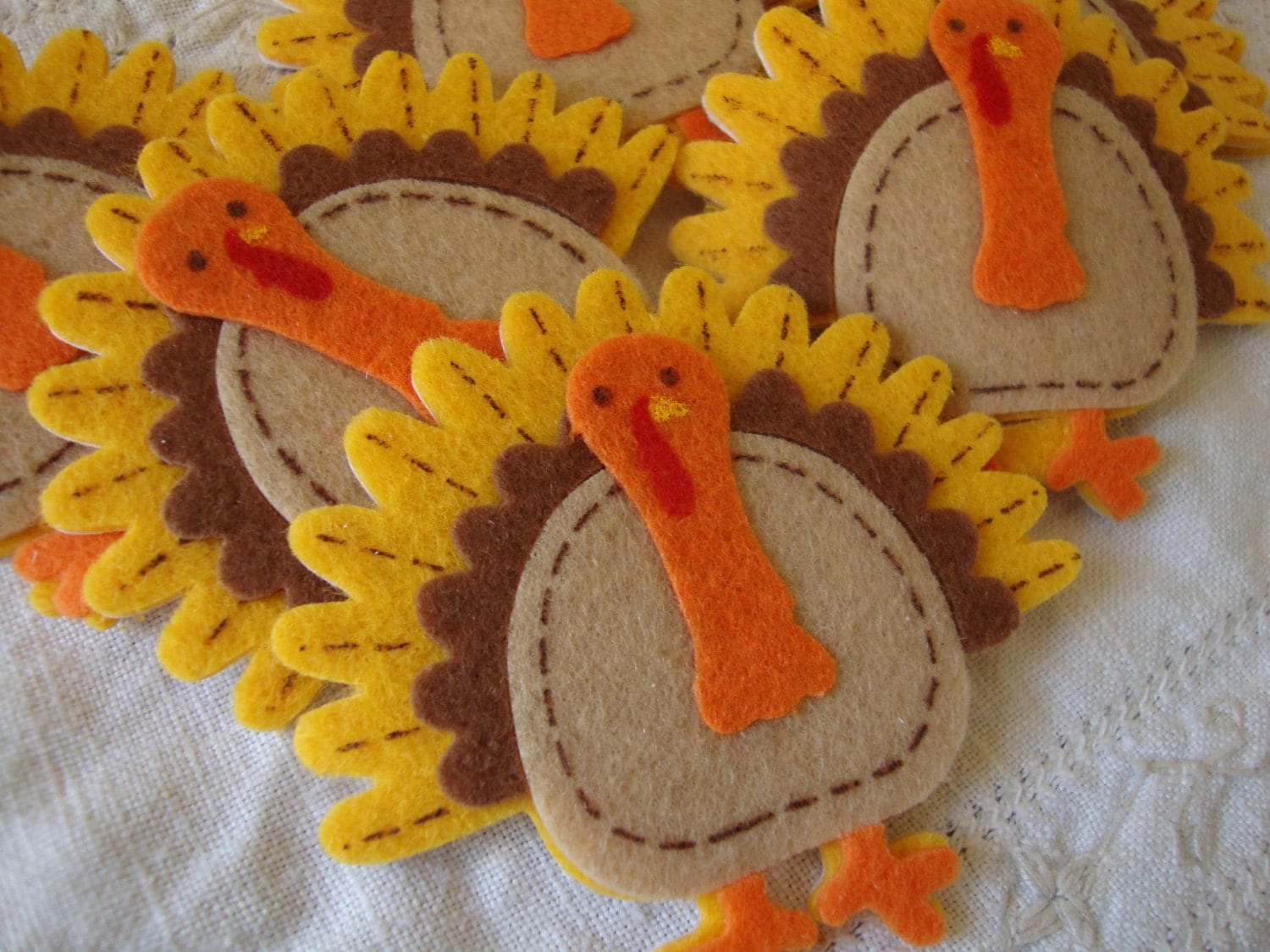 Turkey stickers Felt turkey fabric stickers Thanksgiving craft