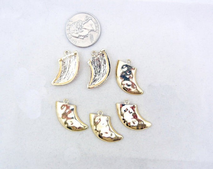 Set of 6 Hammered Gold-tone Claw Charms
