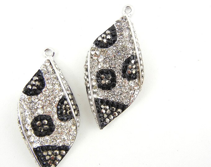 Pair of Animal Print Drop Charms Black and White