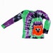 Tie Dye Shirt in Purple, Lime and Black with an Orange Owl- size XS ready to ship