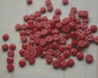Tiny Red Buttons - Small Sewing Bulk Button - 1/4"- 6mm - 100 Buttons
