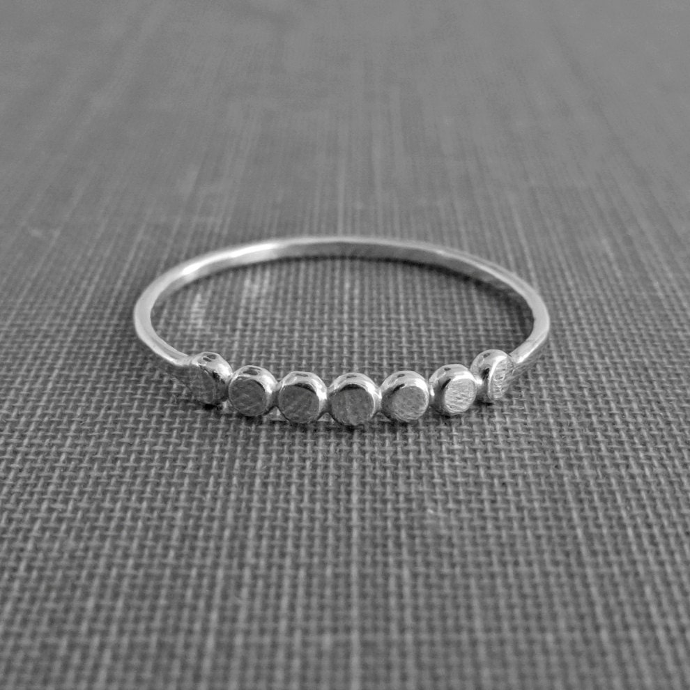 Dotted Sterling Silver Stackable Ring 7 Dots Argentium