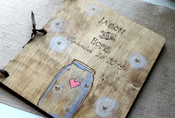 Custom Wedding Guest Book - Fireflies by LazyLightningArt