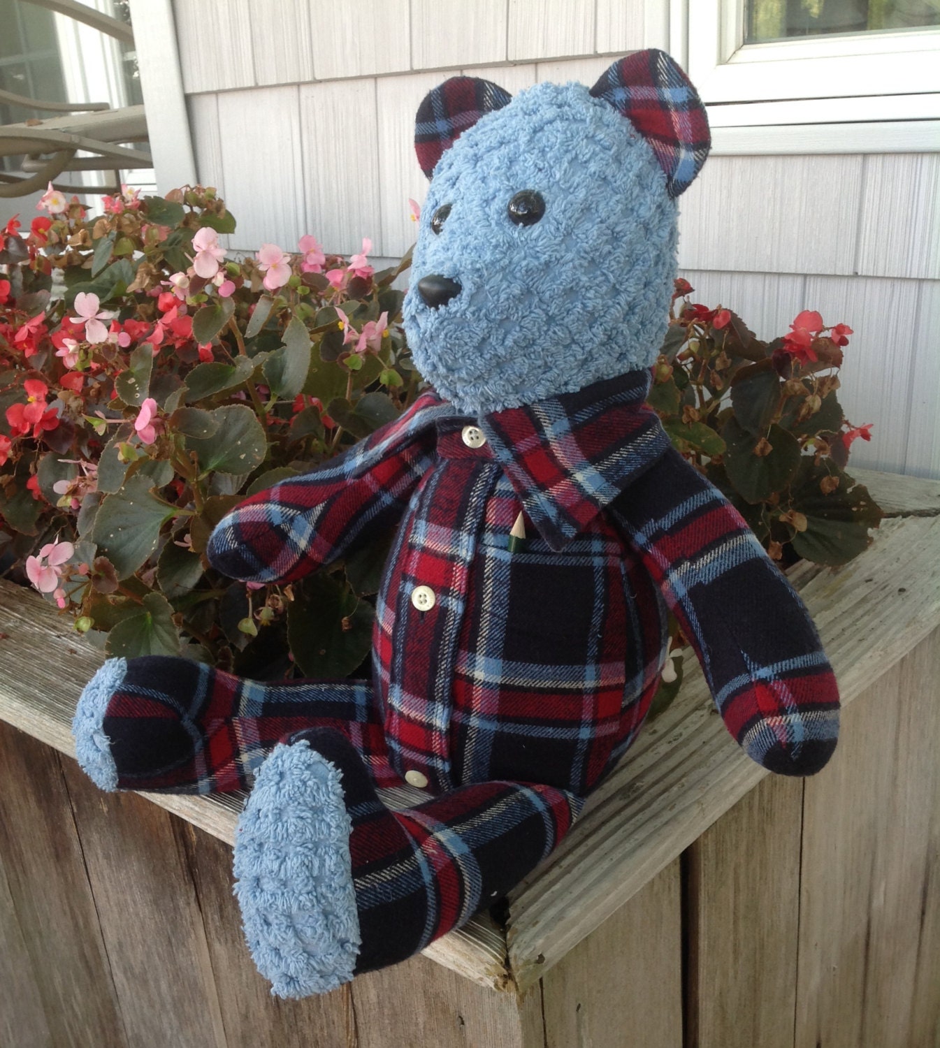 teddy bears made out of deceased clothing