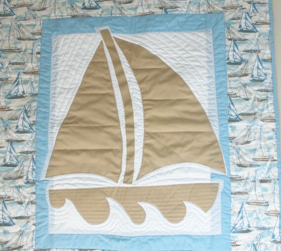 Items similar to Baby Boy Sailboat Quilt on Etsy