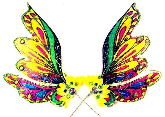 OOAK Fantasy Custom Wings Yellow Butterfly IridescentFairy