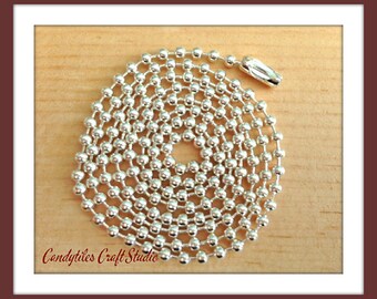 50pc...2.4mm High Quality Silver Ball Chains. Great for pendants, Cabochons, Scrabble and Glass Tiles.