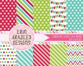 50% OFF SALE Christmas Lights Digital Paper Pack Personal & Commercial Use Red Green Blue INSTANT Download Il_170x135