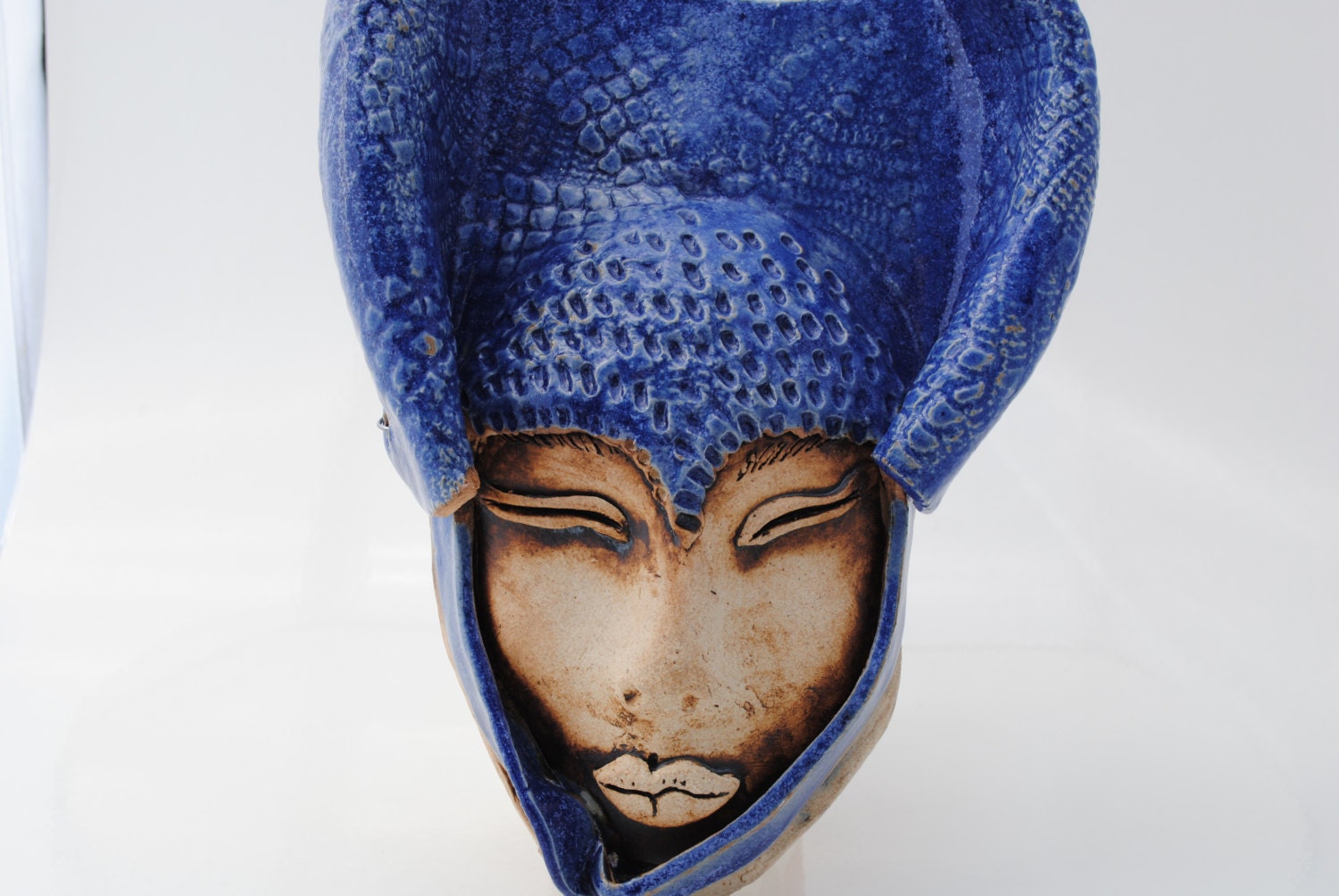 Items similar to ceramic mask sculpture art clay face garden home decor