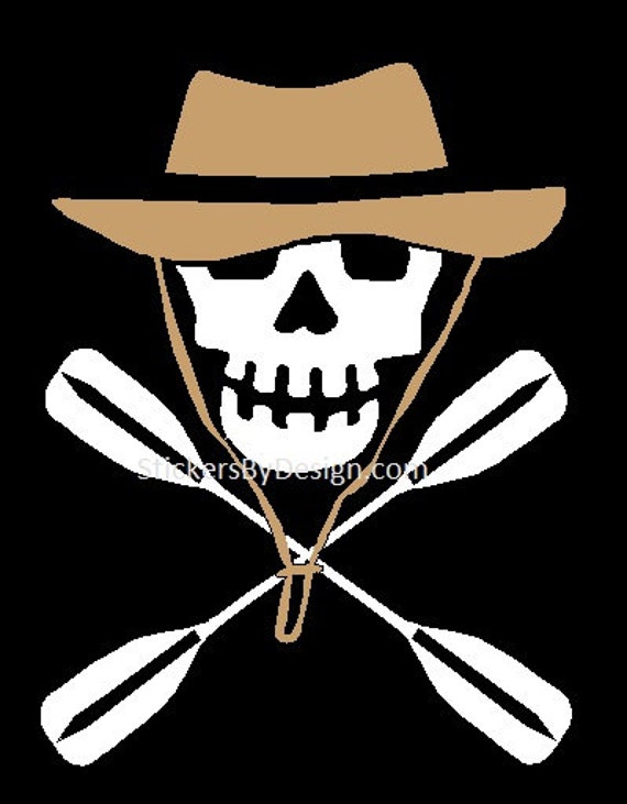Kayak Fishing Skull Car Decal Sticker Custom Made