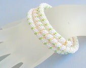 White and Pastel Colors Dutch Spiral Memory Wire Bracelet~Beadwoven Bracelet~Dutch Spiral Bracelet~Spiral Rope Bracelet~Memory Wire Bracelet