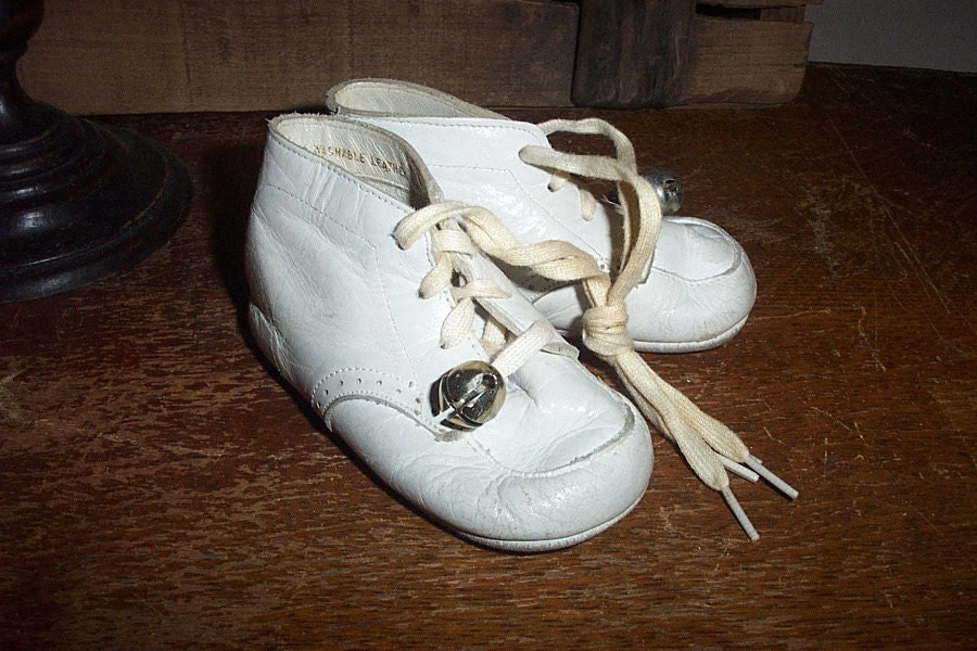 Vintage Leather Baby Shoes Bells Vintage Leather Baby Shoes Bells