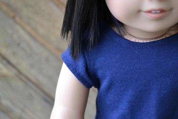 American Girl Doll Clothes - Navy Capped Sleeve T-shirt