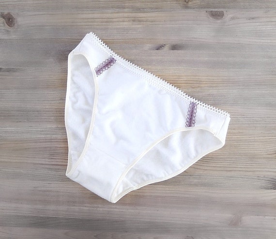 Organic cotton bikini white lavender panties