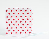 Fabric Greeting Card - Little Red Hearts