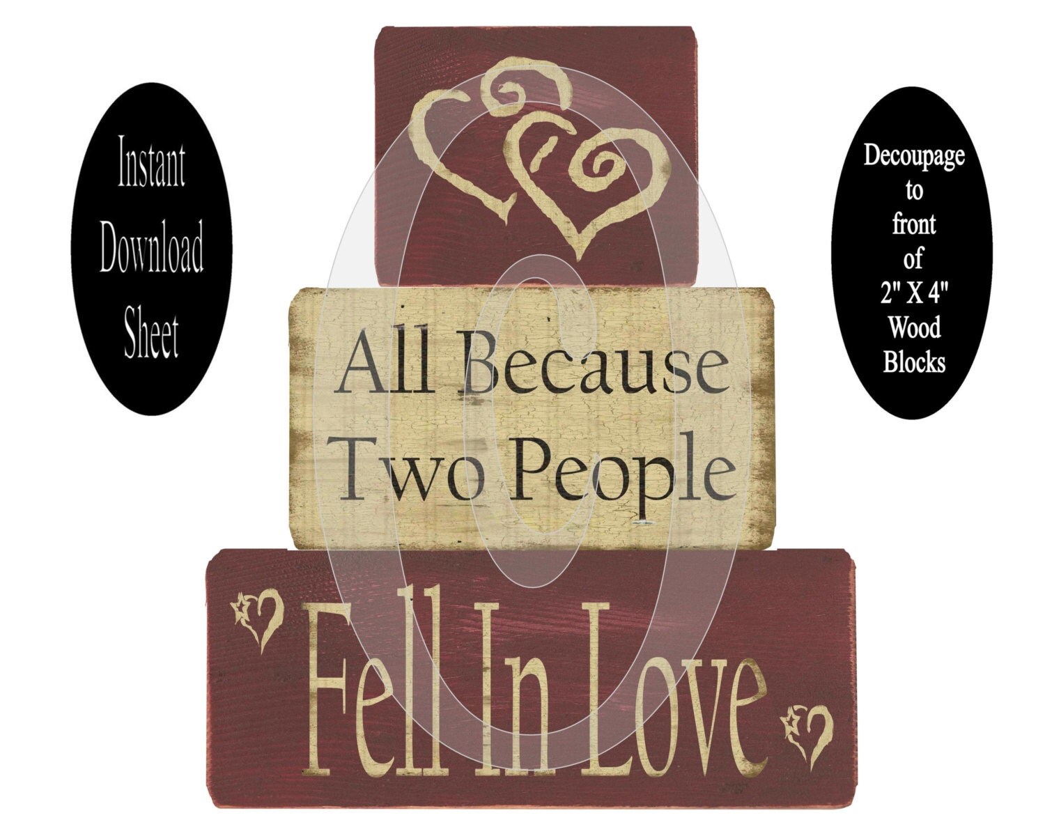 Primitive Printable Stacking Wood Blocks Decoupage Sheet