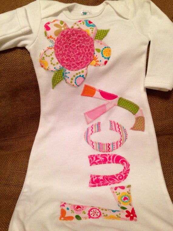 Personalized infant baby girl gown by craftycheetah on Etsy