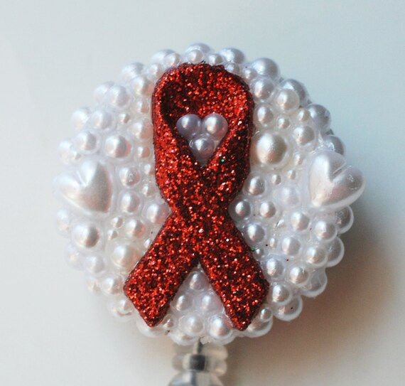 Aids Red Ribbon Badge Reel RN ID Badge Holder