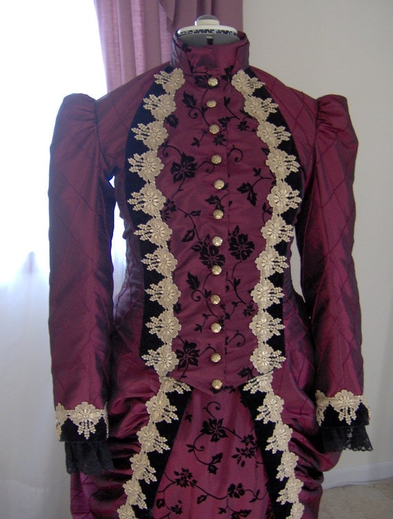 FOR ORDERS ONLY- Custom Made - 1800s Victorian Dress 1880s Bustle Gown - Skirt Bodice - Theater Reenactor Costume Bridal Tea Sass by MissLisa1867 steampunk buy now online
